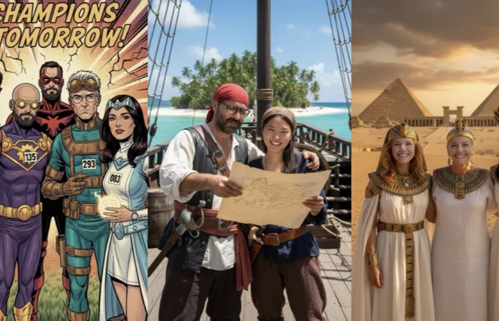 Retratos con IA de invitados convertidos en superhéroes, piratas y reinas del antiguo Egipto