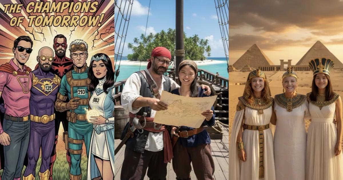 Retratos con IA de invitados convertidos en superhéroes, piratas y reinas del antiguo Egipto