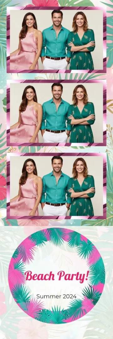 Plantilla de tira de fotos para fotomatón «Garden Party»: flores de acuarela de verano