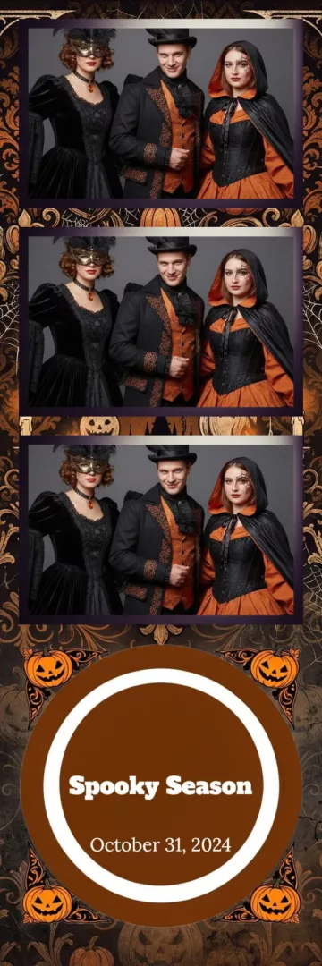 Plantilla de tira de fotos para fotomatón «Spooky Season»: calabazas en marrón y naranja