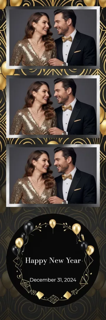 Plantilla de tira de fotos para fotomatón «Gold Glitter»: purpurina dorada